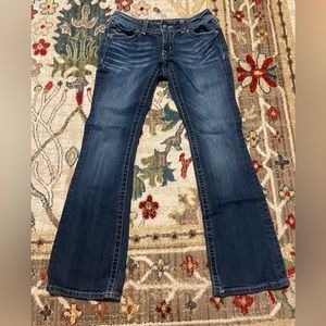 EXCELLENT MISS ME BOOT CUT JEANS SZ 27 ( 3 or 4 US) silver beading sequin trim